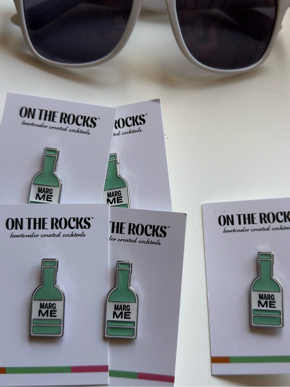 Set of 5 On The Rocks “Marg Me” Margarita Bottle Enamel Pins Funny Cocktail